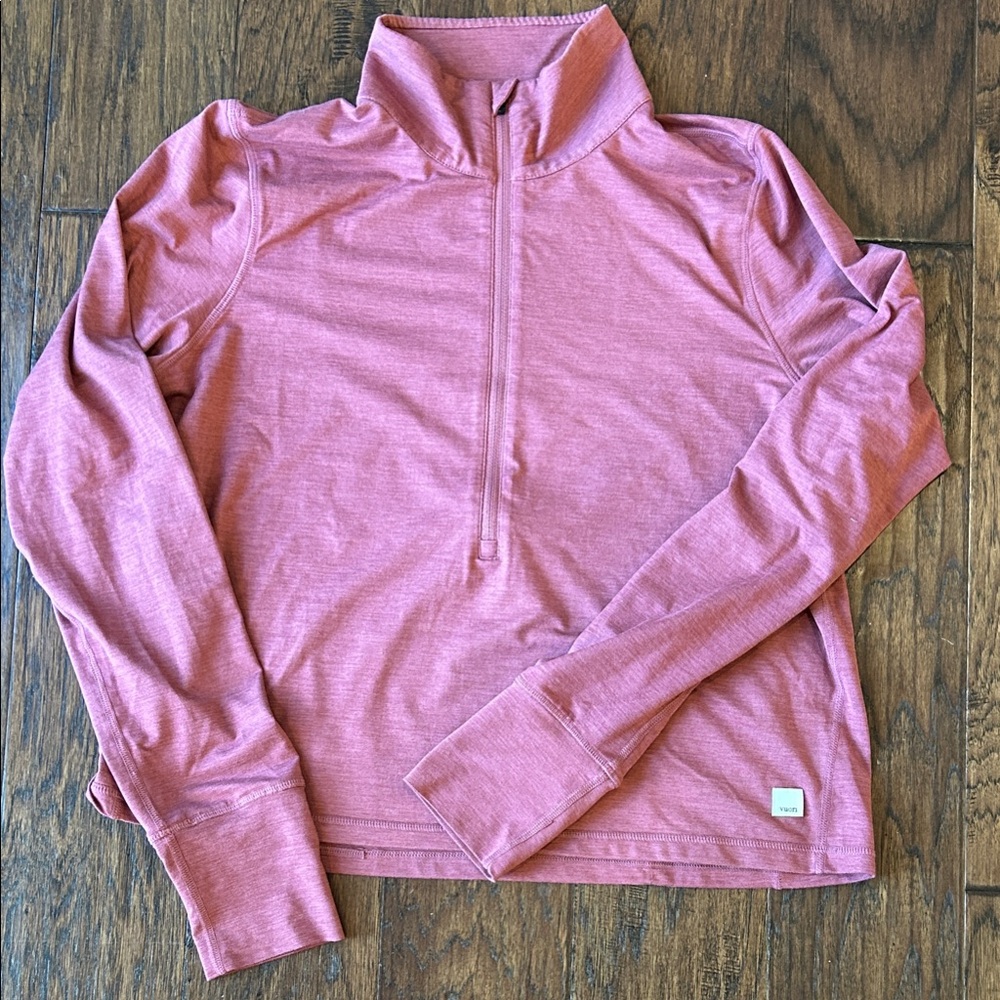Vuori Quarter-Zip Pullover in Dusty Rose